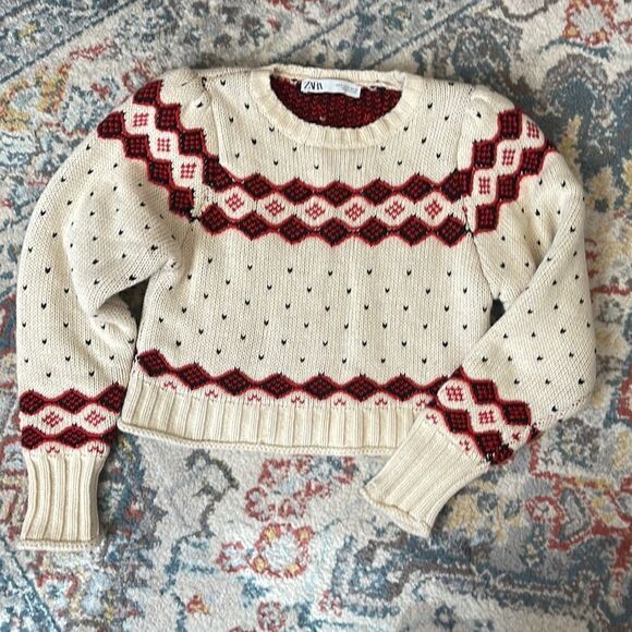 Zara Fair Isle Crop Sweater Small - Picture 8 of 8